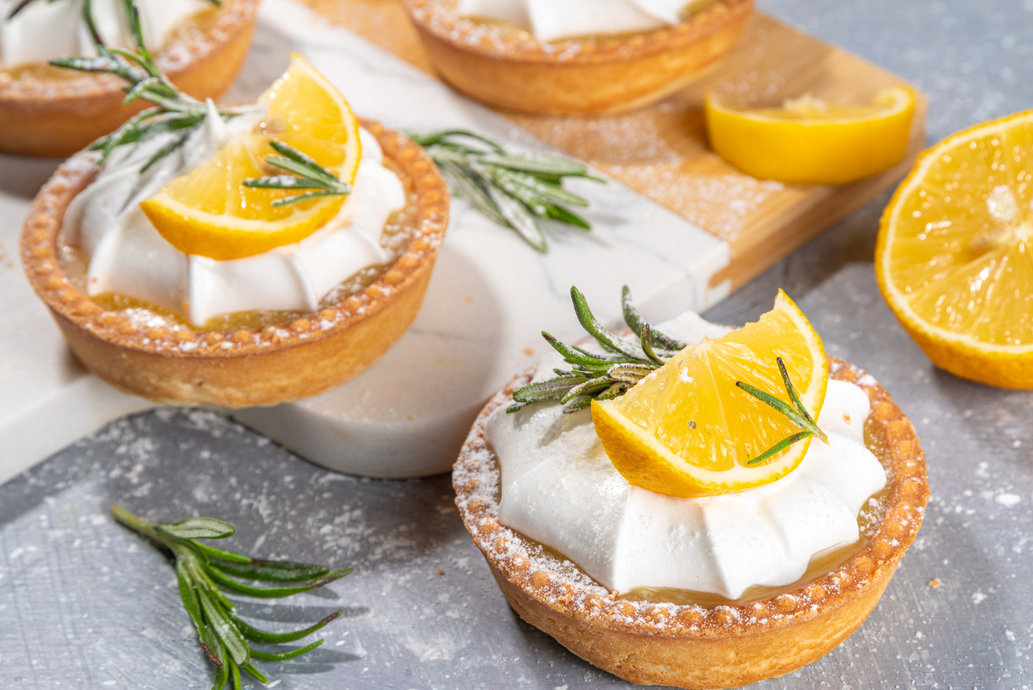 Christmas lemon rosemary mini tart