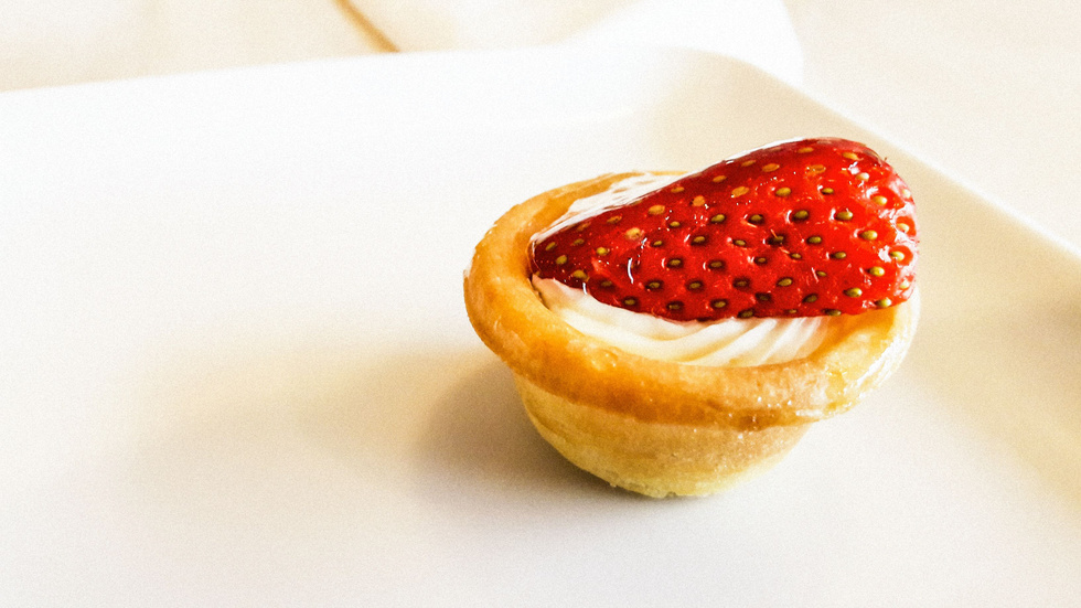 Mini Strawberry Tart or Tartlet copy space.